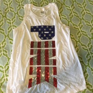 PINK red white and blue sequin tank!